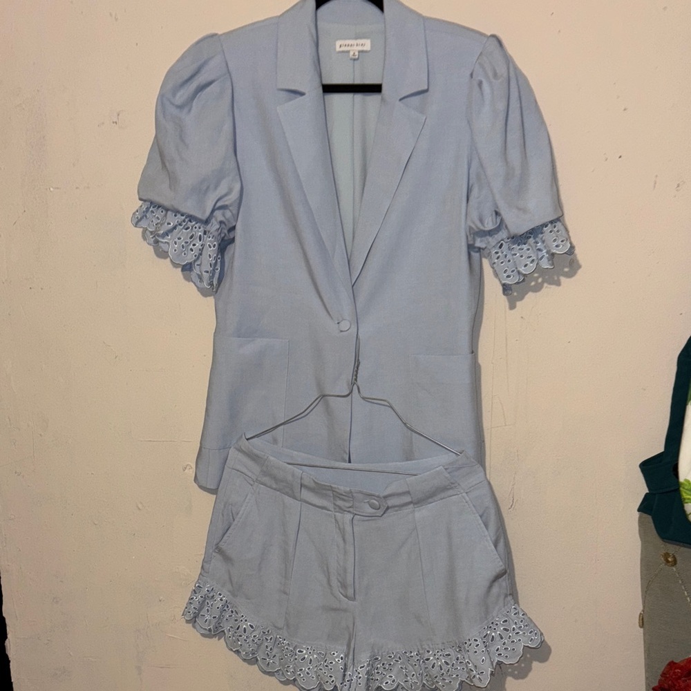 Giani Bernini Light Blue Blazer and Shorts Set